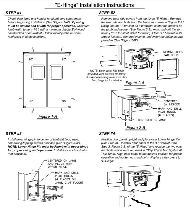 Stainless Steel Doors Tuff Lite Double Panel 42" x 84" H Opening