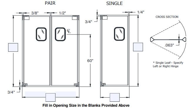 Stainless Steel Doors Tuff Lite Double Panel 42" x 84" H Opening