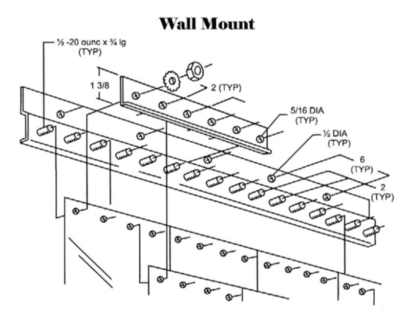 Face Mount Strip Door Hardware - 14 Gauge Heavy Duty Steel 4' Section - Includes Lock Plates and Nuts