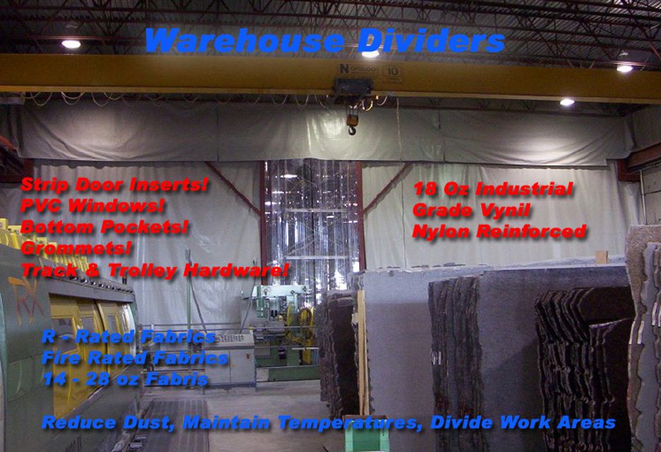 Build Common Warehouse Dividers 18 OZ Industrial Strength - Vinyl Coated Nylon - Fire Rated Materials