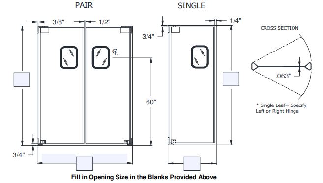 Aluminum Doors Single Panel -Fits 44" W x 84" H Opening